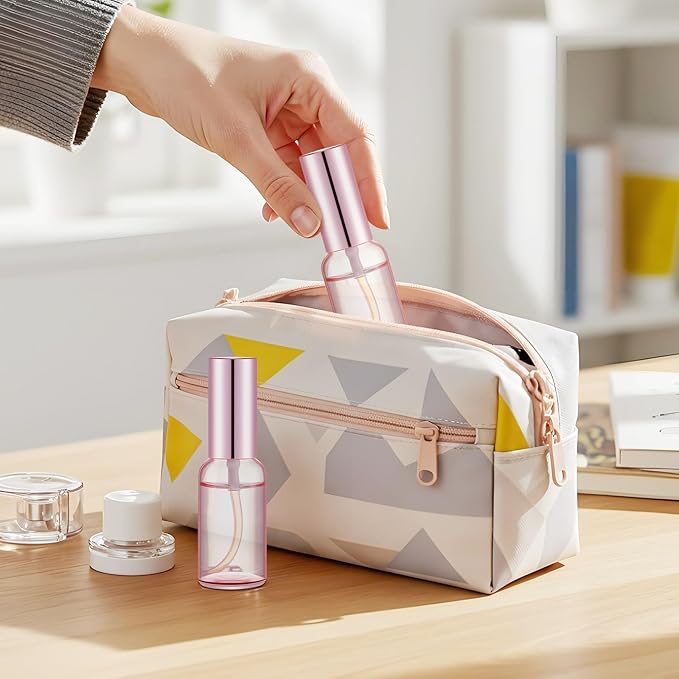 Tessco for you 1 Pcs Glass Spray Bottles Empty Perfume Atomizer Refillable Clear Decorative Empty Bottles with Fine Mist Sprayer Pump for Face Body Travel (Pink,1 oz)