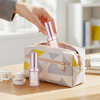 Tessco for you 1 Pcs Glass Spray Bottles Empty Perfume Atomizer Refillable Clear Decorative Empty Bottles with Fine Mist Sprayer Pump for Face Body Travel (Pink,1 oz)