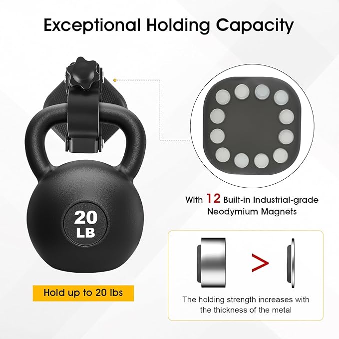 2 Pack Heavy Duty Magnetic Shovel Holder for Truck, No-Drill Strong Metal Magnet Hook Mount Rack for Flag, Paddle, Utility Tool, Organizer for RV, Garage, Trailer, Cruise, ATV Storage