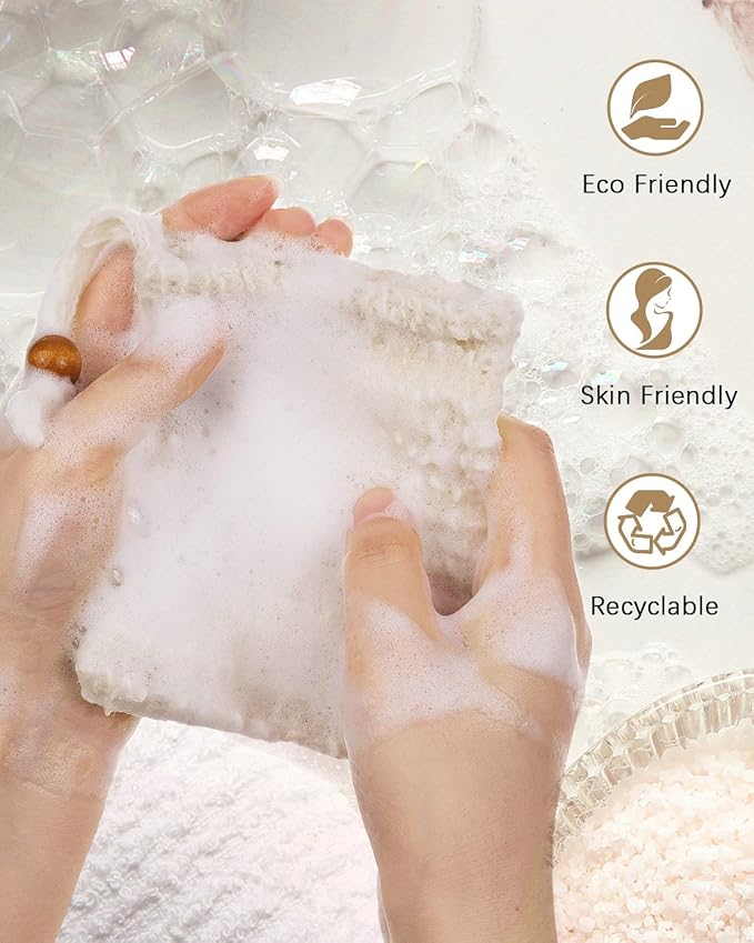 Soap Bags Mesh Exfoliating 8 Pieces, 100% Natural Sisal Soap Pouch Savers for Shower Use Like Massaging and Scrubbing(5.9 × 3.9inches)