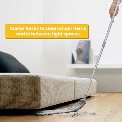 2025 Upgrade Retractable Gap Dust Cleaning Artifact |Extendable Duster Cleaning Tool for Hard-to-Reach Areas |Reusable Washable Dusting Wand for Home,Ceiling,Blinds,Under Furniture (Light Blue, 3 PCS)