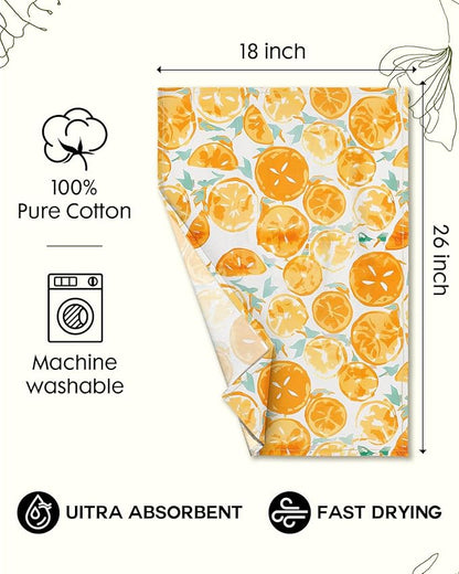 Miss Adola Flour Sack Kitchen Towels - Set of 2 Spring Dish Towels with Hanging Loop 18x26 Inch Absorbent Reusable Cotton Cloths for Cleaning Cute Design Home Decorative Housewarming, Lemon