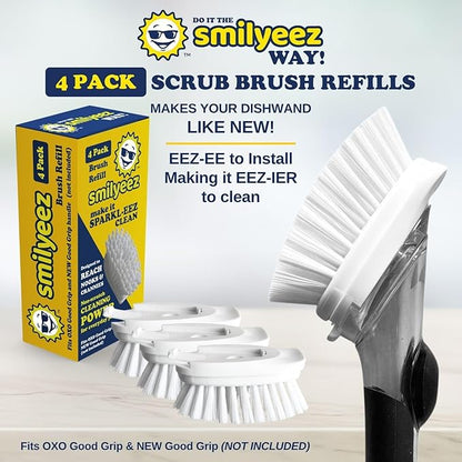 Smilyeez Replacement for OXO Dish Brush Refill Head, 4-Pack, Easy to Install Dish Brush Replacement Head, Dishwand Refills for OXO Brush