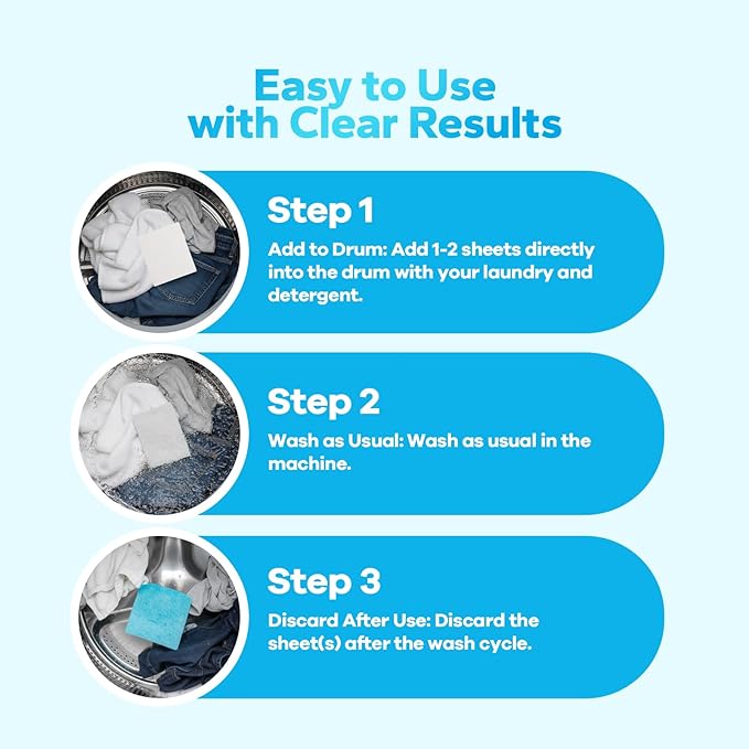 Color Catcher for Laundry (128 Count), Color catcher to Prevent Dye Transfer in Mixed Loads and Save Time by Skipping Sorting, Safe for All Fabrics and Washing Machines