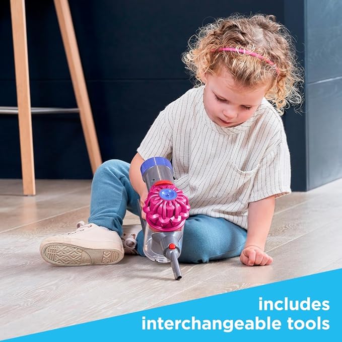 Casdon Dyson Cordless Vacuum Pink | Interactive & Officially Licensed Toy Dyson Vacuum For Children Aged 3+ | Realistic Role-Play Fun!