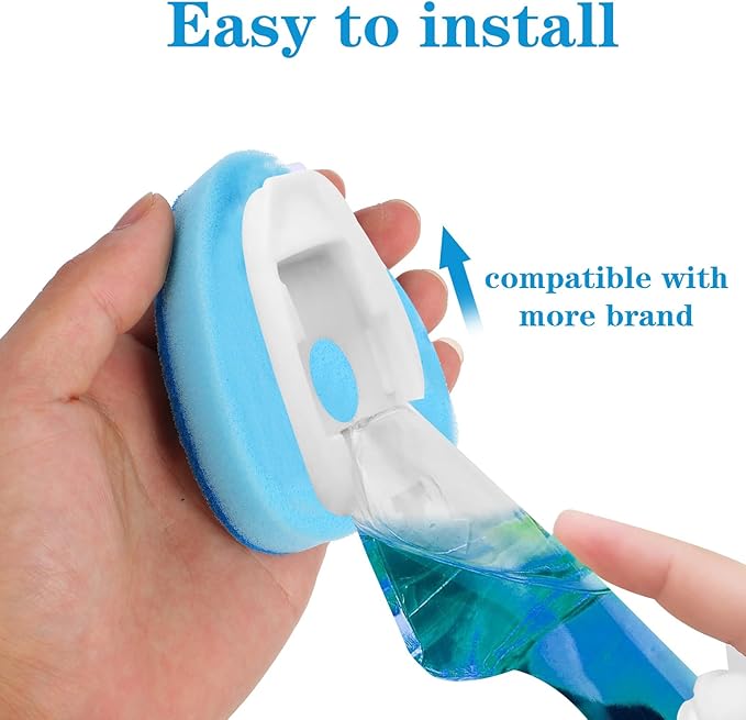 6 Pcs Dishwasher Sponge Dishwand Refills Scrubber Sponges Non Scratch Head Replacement for Dish Wand Heavy Duty Scrub Dots Brushes Soap Control Dispenser Scrubber Pads for Kitchen Cleaning