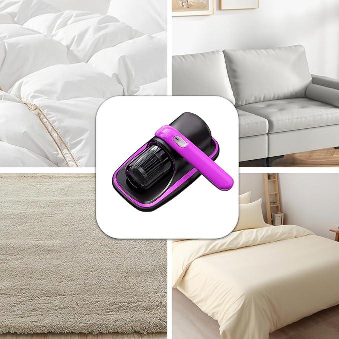 Bed Vacuum Cordless - Portable UV Bed Cleaning Vacuum, Roller Brush Duster | for Sofa Mattress, Removable Filter System, Lightweight Home Cleaning Tool for Dust and