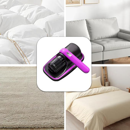 Bed Vacuum Cordless - Portable UV Bed Cleaning Vacuum, Roller Brush Duster | for Sofa Mattress, Removable Filter System, Lightweight Home Cleaning Tool for Dust and