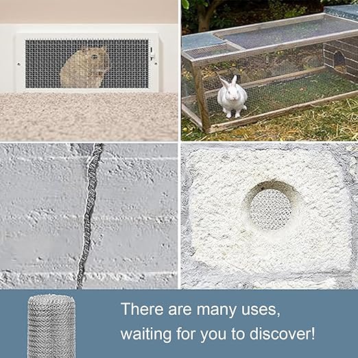 Stainless Steel Mesh Screen Mesh Steel Wool Mice Control Wire Mesh Weep Hole Covers for Brick Walls Wire Mesh Hole Fill Fabric Stainless Steel Mesh Roll Easy to Work- 5 Inch x 60 Inch