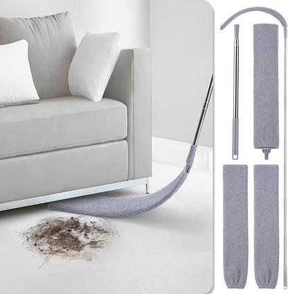 Retractable Gap Dust Cleaner with 3 Microfiber Dusting Cloths & 30-100 inch Extendable Long Handle, Retractable Duster Brush for Cleaning Under Appliances Sofa Couch Bed Refrigerator Furniture