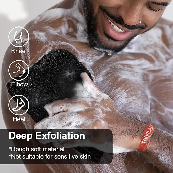 2 Pack Soap Saver Bags for Soap Bars, Exfoliating Bar Soap Scrubber Pouch for Shower, Exfoliating Body Scrubber, Come with 1 African Net Sponge for Full-Body Gentle Cleansing, Black & Gray