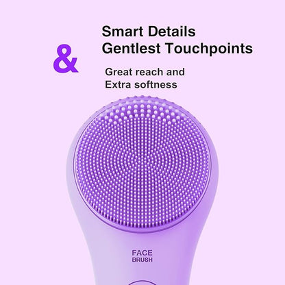 NgraCoola CLIE Facial Cleansing Brush - Waterproof & Rechargeable Face Scrubber for Men & Women, Cleansing, Exfoliating & Massaging - Violet