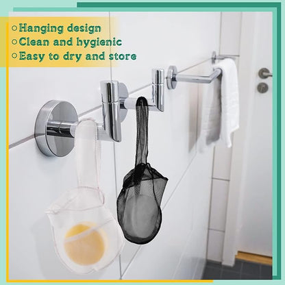 Nuanchu 2 Pcs Shampoo Bar Holder Bag Soap Saver Bag Beauty Shampoo Conditioner Bar Pouch Rabbit Shape Travel Soap Holder Loofah Bubble Foam Net Savers(Black, White,L)