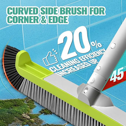 18" Pool Brush Head for Cleaning Swimming Pool Walls, Curved Ends High-Efficiency Scrub Brush for Tile, Flooring and Vinyl Pools, Fiberglass, Fits Φ1.25” Poles (Green & Black & Gray)