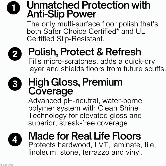 Quick Shine Multi-Surface Floor Finish-Polish 27oz-2pk | Safer Choice, No PFAS, pH Neutral Clean Shine Technology | Squirt & Spread | For Wood, Laminate, LVP, LVT, Tile & Stone | Made in USA
