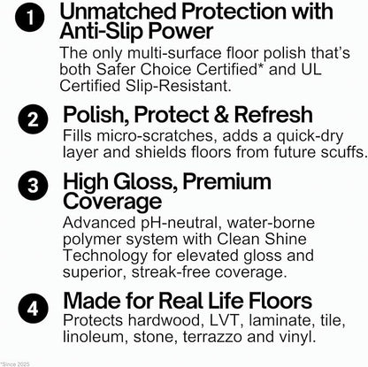 Quick Shine Multi-Surface Floor Finish-Polish 27oz-2pk | Safer Choice, No PFAS, pH Neutral Clean Shine Technology | Squirt & Spread | For Wood, Laminate, LVP, LVT, Tile & Stone | Made in USA