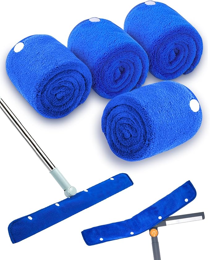 Floor Squeegee Pads, Microfiber, 45cm, 4 Pack, Blue, Mop Replacement Pads, Floor, Wall