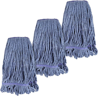 Commercial Heavy Duty Mop Heads Replacement for Rubbermaid: 3 Packs Industrial Wet Mop Head for Floor Cleaning - Commercial Products Looped End String Head Refills