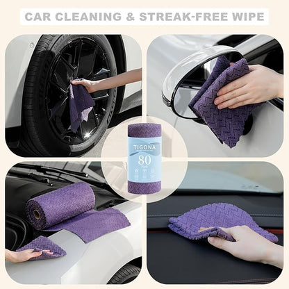 80 Pack Microfiber Cleaning Cloth Roll Reusable Paper Towels 12"x12" Tear Away Cloth,Absorbent Dish Rags for House Kitchen,Wash Cloths,Lint Free Rags for Window Cars Cleaning Supplies