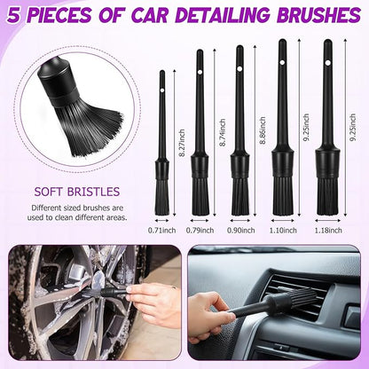 16 Pcs Windshield Cleaner Tool, Car Cleaning Kit with Various Detailing Brushes Set Spray Bottle Cleaner Towel Cleaning Gel Accessories Car Interior Detailing Kit for Windows Vents(Purple)