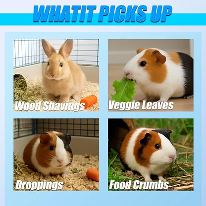 Guinea Pig Handheld Vacuum Cleaner Cage, Guinea Pig cage Cleaner, Rabbit Poop Vacuum, for Lightweight Cleanup of Guinea Pig, Rabbit, Hamster, Chinchilla, Reptile, Bird（Black）
