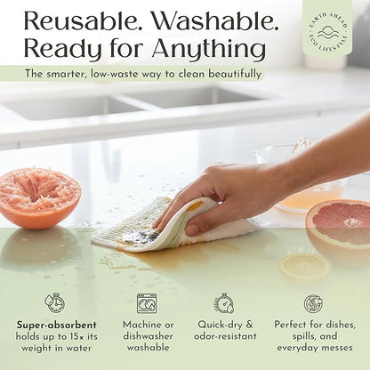 Swedish Dishcloths – Classic Botanical Floral Designs – Reusable Compostable Cellulose Sponge Cloth – Eco-Friendly Paper Towel Alternative 3 Pack