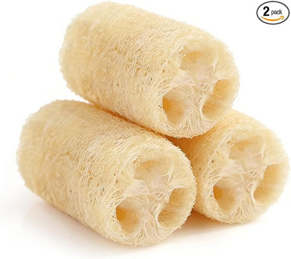Natural Loofah Sponge, Exfoliating Body Scrubber, Plant-Based Bath Shower Sponge for Men & Women, Back & Face Cleansing, Natural Dish Scrubber (3 Pack)