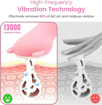 Facial Cleansing Brush Rechargeable, Waterproof Face Scrub Brush for Cleansing (Pink)