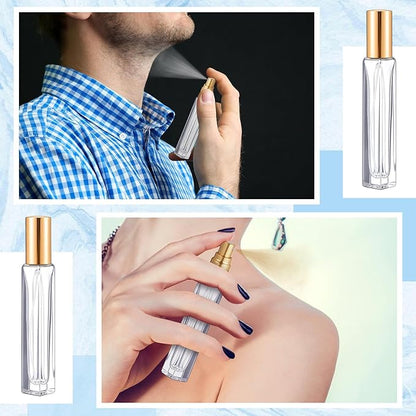 Domensi 40 Pcs 10/15/20/30 ml Perfume Travel Refillable Glass Bottles Spray Bottle Perfume Atomizer for Cologne Dispenser Leak-proof Fragrance Bottles Atomizer Pump Kit (10 ml,Gold)