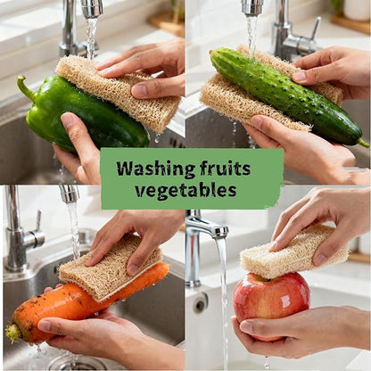 4PCK(12''-14'') Natural Organic Loofah Sponges - Large Exfoliating Shower Bath Luffa for SPA Beauty and Radiant Skin