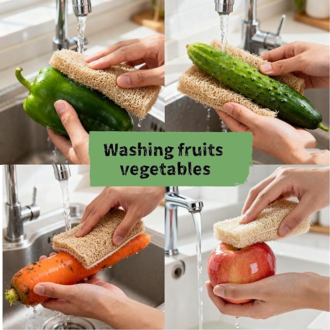 Luffa 4PCS 100% Natural Organic Loofah Sponges(14''-16'') Whole Loofah Deep Exfoliating Body & Back Scrubber Biodegradable Plastic-Free Shower Bath Loofah for Men&Women Adults SPA Daily Care