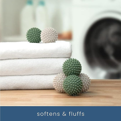 S&T INC. Reusable Plastic Dryer Balls, Fabric Softener for Laundry, Sage and Grey, 2.5 in, 6 Pack