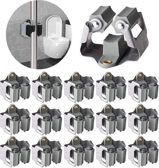 3-H 15 Pack Mop and Broom Holder Big Size Hanging 1 KG Extra,Broom Hanger Wall Mount for Hanging and Organizing Shove Rake Yard Tools in Shed Kitchen Laundry Room Bathroom Garden(Grey)