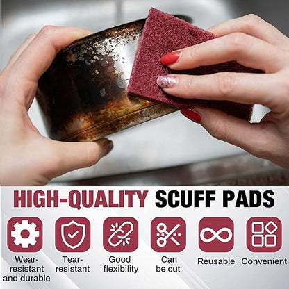 30 ft x 6 in Fine General Purpose Scuff Pads 7447 Roll Large Maroon Abrasive Hand Sanding Non Scratch Woven Aluminum Oxide Cuttable Pad Scouring Surface Kitchen Preparation Scuffing Cleaning