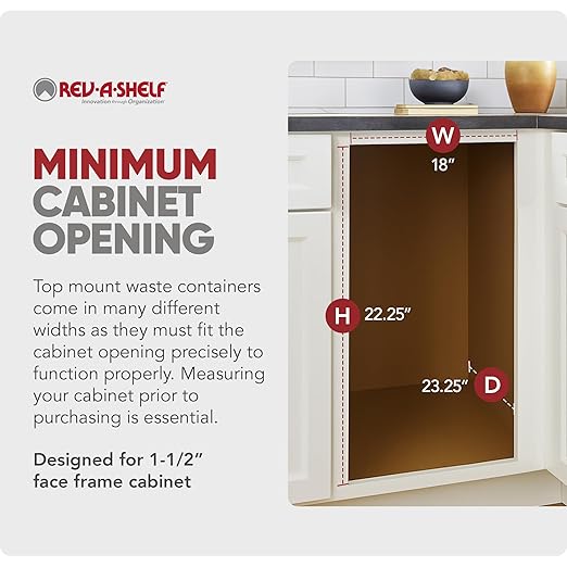 Rev-A-Shelf Top Mount Double Pullout Under Cabinet 50 Quart Kitchen Trash Cans w/Soft-Close for Full Height Cabinet, 150 Pound Rated Full-Extension Slides, 4WCTM-2150BBSCDM-2