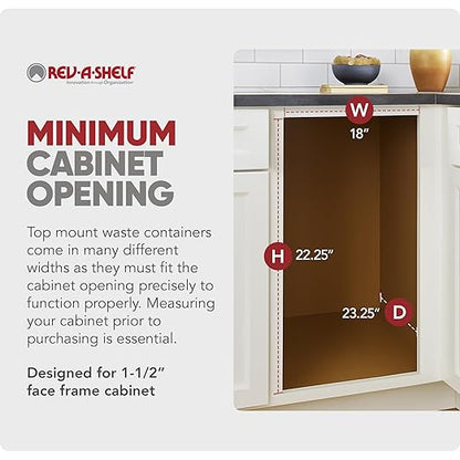 Rev-A-Shelf Top Mount Double Pullout Under Cabinet 50 Quart Kitchen Trash Cans for Full Height Cabinet, 150 Pound Rated Full-Extension Slides, 4WCTM-2150DM-2