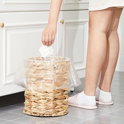 Ctosree 3.8 Gallons Large Wicker Trash Can with Lid Handle Woven Wicker Rattan Bathroom Waste Basket Boho Trash Basket with 100 Plastic Garbage Bags for Bedroom Office Laundry (Classic Style, Nautral)