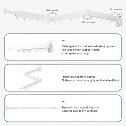 LIENAHU Clothes Drying Rack,Laundry Drying Rack,Clothes Rack Wall Mount,Wall Mounted Clothes Hanger Rack,Laundry Rack Folding,Retractable Clothing Rack,Collapsible Clothes Hanging Rack(Loop,White)