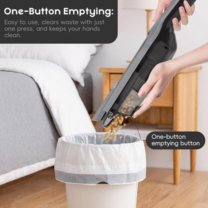 Cordless Handheld Vacuum, Lightweight Portable Hand Vacuum Cleaner with LED Light,Rechargeable Hand Held Vacuum with One-Touch Empty, Powerful Suction for Office, Home,Car, Silver