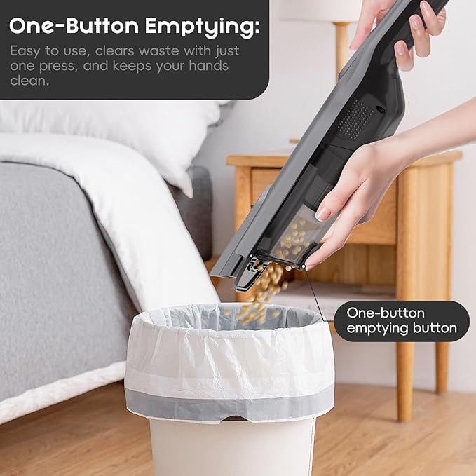 Cordless Handheld Vacuum, Lightweight Portable Hand Vacuum Cleaner with LED Light,Rechargeable Hand Held Vacuum with One-Touch Empty, Powerful Suction for Office, Home,Car, Raven