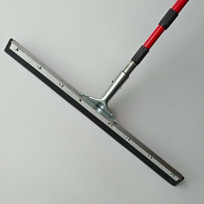 24" Serrated Notched Epoxy Rubber Speed Trowel Squeegee,1/8" Notch,with Telescopic Handle for Epoxi Resin Coating Application