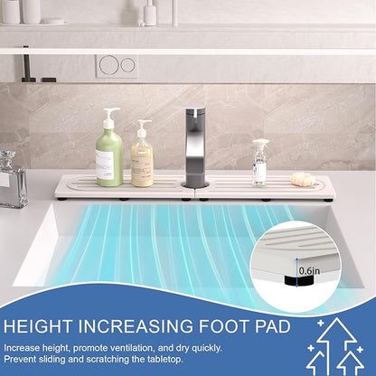 Kitchen Faucet Mat, Diatomite Sink Faucet Mat Splash Guard for Kitchen, Water Absorbing Stone Tray for Sink, Quick Drying Faucet Mat for Kitchen Sink, Absorbent Stone Drying Tray for Bathroom Counter