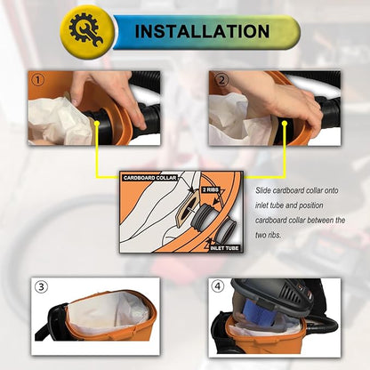SpaceTent 9 Pack VF3501 Shop Vac Bags Size C, compatible with RIDGID 3-4.5 Gallon Wet/Dry Vacuums, High Efficiency Dust Filter Bags, Part # 23738 WS32045F