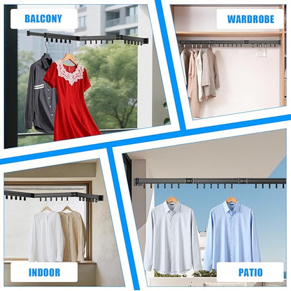 KAXIWEI Clothes Drying Rack, Wall Mounted Laundry Drying Rack, Upgrade 3-Fold Foldable Collapsible Retractable Clothing Drying Rack – Space Saving Laundry Drying Rack for Small Laundry Room & Home Use