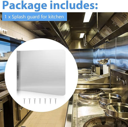 Amylove 26 x 20 Inch Stainless Steel Splash Guard Stainless Steel Wall Mount Guard with Screws Screws for Bathroom Sink Side Sink Splash Prep Sinks Protector for Commercial Kitchen Restaurant