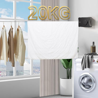 Retractable Clothesline Indoor Outdoor, 16.7 Ft Heavy Duty Wall Mount Automatic Retracting Clothes Lines for Laundry Room, Bathroom & Travel Rv