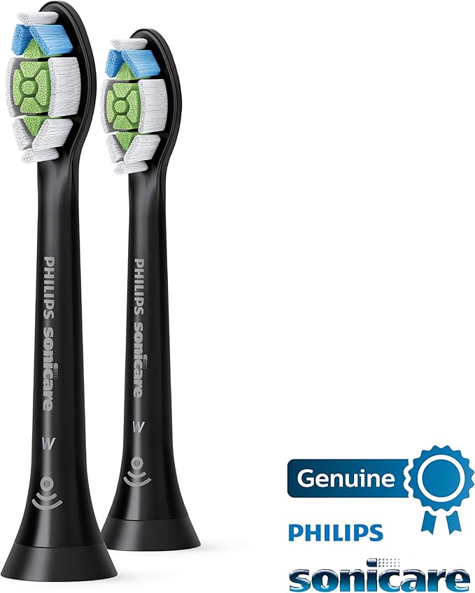 Philips Sonicare W DiamondClean - Genuine Replacement Electric Toothbrush Heads, Black, 2 Pack, HX6062/95