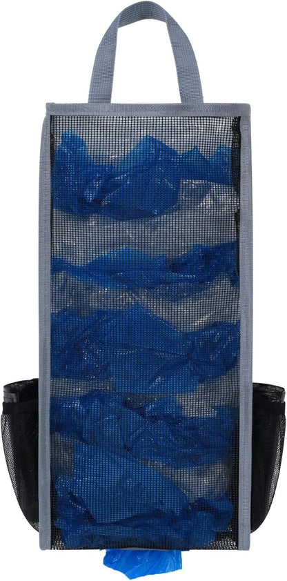 Plastic Bag Holder, Large Capacity Grocery Bag Holder, Breathable Mesh Plastic Bag Holders for Grocery Bags Storage, Lightweight Trash Bag Holder Dispenser Organizer (Dark Grey), LCBH007