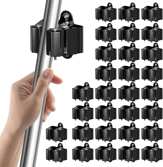 3-H Stainless Steel Broom Holder Wall Mount 30-Pack- Heavy Duty Mop Organizer, Wall Mounted Broom Storage with Secure Mounting for Kitchen Laundry Garage Bathroom (Space Saving)