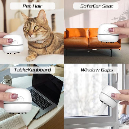Desktop Vacuum Cleaner USB Charging with Vacuum Nozzle Cleaning Brush, cuteofficedeskaccessories Detachable Design & Portable Mini Table Dust Vaccum Cleaner Crumbs,